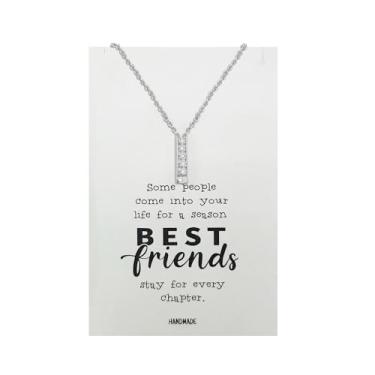 Imagem de QUOTES JEWELRY Q BY QUAN Best Friend Forever - BFF Heritage Bar com pingente de flores para melhor amiga e irmãs | Amizade, amor, vínculo, apreciação, joias feitas à mão, Medium, Peltre, Sem Pedra