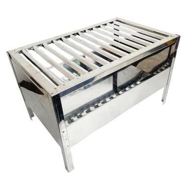 Imagem de Mini Churrasqueira Grelha Uruguaia Inox – Parrilla Portátil com Estrutura Reforçada – Ideal para Churrasco a Carvão