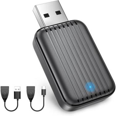 Imagem de Adaptador CarPlay sem fio para Apple Android Auto: Adaptador de reprodução de carro 2 em 1 com fio para sem fio atualizado 2025 - Mini dongle USB Carplay estável e sem latência para iPhone iOS 10 +