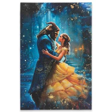 Imagem de Open Road Brands Arte de parede em tela emoldurada da galeria A Bela e a Fera da Disney - Decoração de parede romântica de conto de fadas Bela e Fera para casa