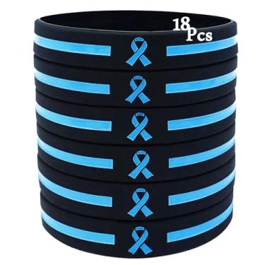 Imagem de Temogole 18 peças pulseiras de conscientização do câncer de próstata itens a granel acessórios azul claro fita de conscientização pulseira de silicone masculina saúde ALS Awareness unissex pulseiras