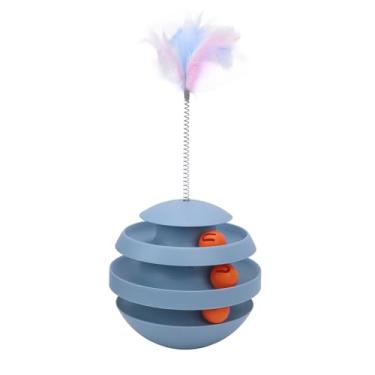 Imagem de Zerodis Toy de Brinquedo de Bola de Rolo de Gato Interativo Promover Exercício para a Tumulto entre a Torre Gato Tower Toy Melhorar a Vitalidade do Animal de Estimação para o Exercício (Haze Blue)