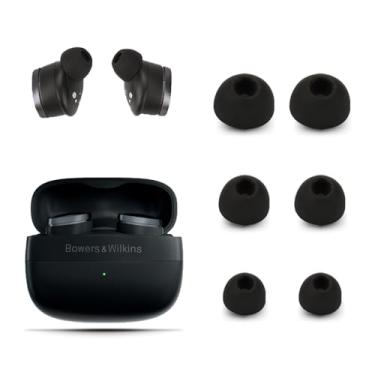 Imagem de NOUKAJU Fones De Ouvido Reposição Para Bowers & Wilkins Pi8 Sem Fio, Silicone, Tamanhos P/M/G, 3 Pontas Ouvido, Preto E Branco Pi8, Pares (Preto)