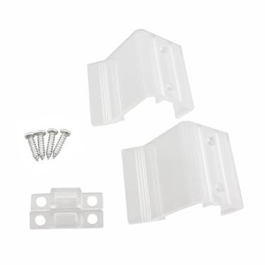 Imagem de CXMTECH 2 peças 4 x 4 x 3,3 cm fechadura de porta de espelho deslizante transparente com parafusos de montagem acessórios RV trava de plástico ferragens de substituição