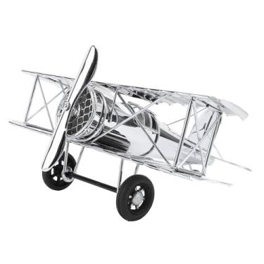 Imagem de Decoração de avião vintage Munefe, modelo de biplano de aeronave de ferro de metal, plano de suspensão retro para decoração (Ouro banhado) (Prata banhada)