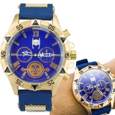 Imagem de Relogio Masculino Aço Inox Dourado Banhado Silicone Thor