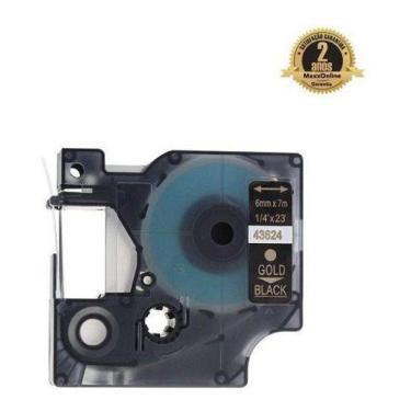 Imagem de Fita Compatível Dymo D1 43624 Preta Letra Dourada 6mm - Genérica Dymo