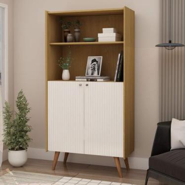 Imagem de Estande Livreiro com 2 Portas e Pés de Madeira Maciça 100% MDF 0577 Vé