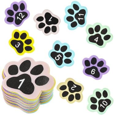 Imagem de Outus 36 peças de pontos de marcador de tapete de pata 12 cm ponto de alinhamento para chão de sala de aula, marcador para material de professor, tapete de sala de aula, decoração escolar (Macaron