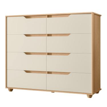Imagem de Cômoda Para Quarto 8 Gavetas 136cm Doble Flex Off/Freijó - Albatroz