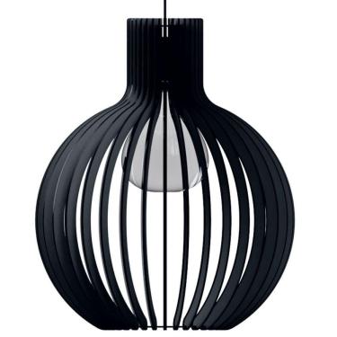 Imagem de Luminária Teto Tipo Pendente Cúpula Mdf - Completa Cor: Preta