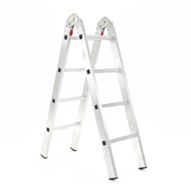 Imagem de Escada Em Alumínio 8 Degraus 2,22 Metros De Altura Total Cinza