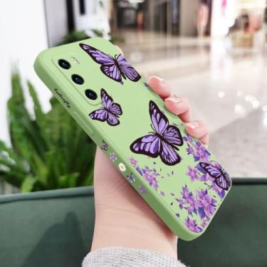 Imagem de Capa de celular com borboletas roxas para Huawei P40 P50 P30 P20 Pro Lite Nova 5t Y7A Mate 40 30 20 Pro Lite, capa de silicone líquido, verde claro 1, para Nova 5T