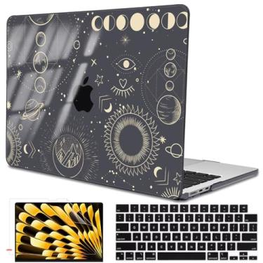 Imagem de LCMOCICO Capa para MacBook Air de 13,6 polegadas M4 A3240 A3113 M3 A2681 M2 2025 2024 2023 2022, capa rígida de plástico padrão para Mac Air 13 polegadas M4 M3 M2 Chip Touch ID, Eclipse Lunar Total