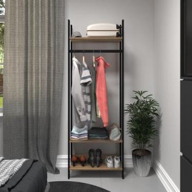 Imagem de Guarda roupa araras Industrial Roupeiro Lamina com Preto - E-LED BRASI