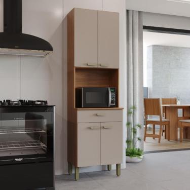 Imagem de Torre Quente Modulada Para Forno Fidelitá Mariana 60cm 4 Portas 1 Gaveta Freijó/Camurça