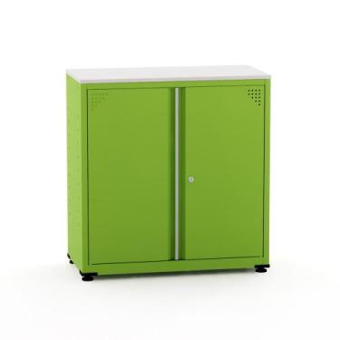 Imagem de Armário de Aço Baixo com Tampo de Madeira Ap406sl Pandin 84 cm Verde M