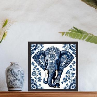 Imagem de Quadro Elefante Floral Estilo ulejo Português - 33X33Cm - Quadros On-L