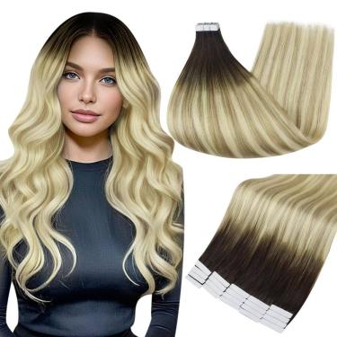 Imagem de Fita adesiva Full Shine para extensões de cabelo de 40 cm, cor de cabelo humano de 2 a 18