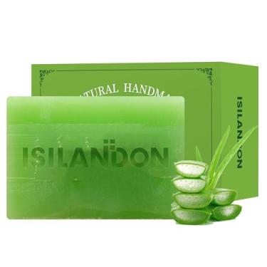 Imagem de ISILANDON Sabonete de limpeza multiuso de Aloe Vera com árvore do chá e azeite de oliva: hidratar, controlar o óleo, combater a acne