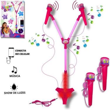 Imagem de Microfone Duplo Infantil Com Pedestal - Menino - Europio