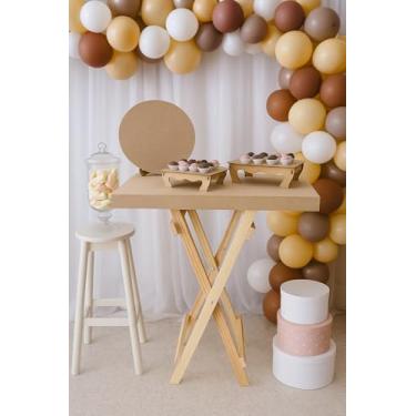 Imagem de Kit Festa Na Mesa Decoração para Festas Com Mesa Desmontável, Painel Redondo E Bandejas Banquinho