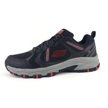 Imagem de Skechers Hillcrest Tênis masculino Oxford com cadarço, Preto/vermelho, 12