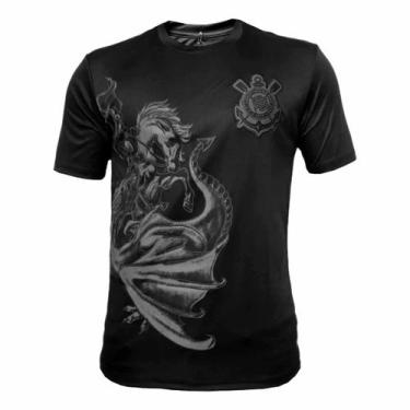 Imagem de Camiseta Masculina Casual São Jorge Oficial Corinthians, G, Preto
