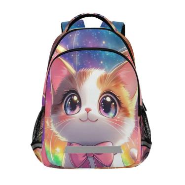 Imagem de Mochila LFICRTAN Cute Cat com pelo marrom para crianças de 6 a 12 anos