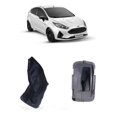 Imagem de Coifa De Câmbio New Fiesta Napa Preta Linha Branca + Base