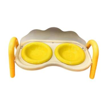 Imagem de WeiLaiKeQi Tigelas elevadas para gatos, comedouros, bebedouros, anti-vômito para cães pequenos, comida e água para animais de estimação, tigela de comida para, Amarelo