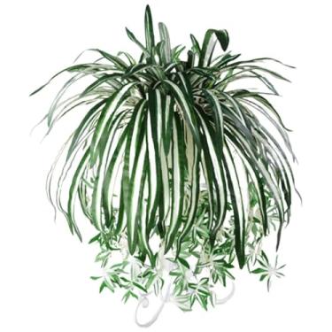 Imagem de Vegetação artificial 62 cm seda realista planta aranha artificial com haste interior exterior decoração de baixa manutenção verde verde para escritório, varanda, planta aranha