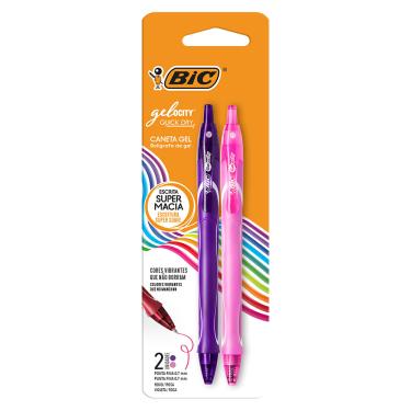 Imagem de BIC Caneta Gel Gelocity Quick Dry Ponta Fina 0,7 mm Roxo e Rosa - 2 Unidades