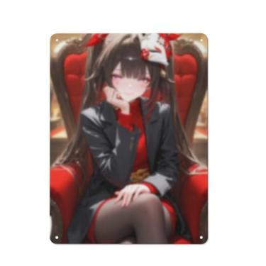 Imagem de Pôster de arte de menina de anime sexy quente placa de estanho vintage decoração de parede pôster 30,5 x 40,6 cm, AI301