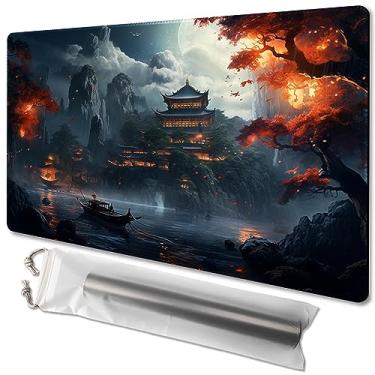 Imagem de MTG Playmat Tamanho 61 x 35,5 cm Sacos de Armazenamento Grátis Base Antiderrapante, Ideal para Entusiastas de Jogos de Cartas TCG Tapete de Mouse Pad (Mountain Fog loft - Não com Zona)