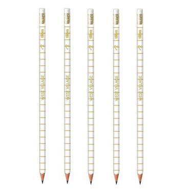 Imagem de Lápis De Escrever West Village Branco Com Borracha 5 Unidades - Tilibra