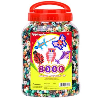 Imagem de Eppingwin 8.000 peças de contas de pônei grandes por atacado (6 x 9 mm) balde, contas Kandi de fácil armazenamento, contas para fabricação de joias, artesanato (tom de terra)