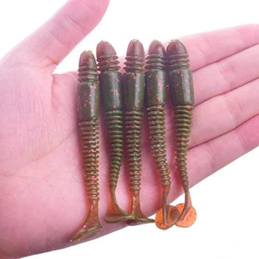 Imagem de ZZTWER 5 peças de anel de impacto balanço isca de pesca macia 75 mm 3,2 g isca de natação jigging wobblers camarão cheiro sal artificial iscas de silicone