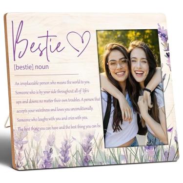 Imagem de Porta-retrato Bestie 10 x 15 cm, presentes para melhor amigo, melhor amigo, suporte de parede e tampo de mesa, lembrancinhas de aniversário, Natal, Páscoa, época de volta às aulas etc. (088)