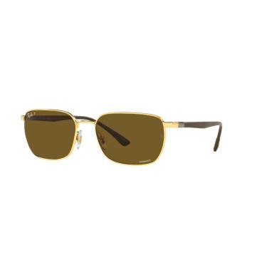 Imagem de Óculos de Sol Ray-Ban Polarizado 0RB3684CH 001/AN Tam 58 / Ouro - Lentes Marrom
