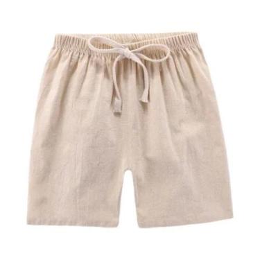 Imagem de Shorts De Verão De Linho E Algodão Para Meninos E Meninas, Calças Resp
