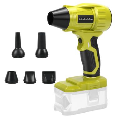 Imagem de FormiPow Soprador de folhas sem fio para bateria Ryobi 18V ONE +, soprador de folhas sem escova de 350 W com 5 bicos, velocidade variável, soprador portátil leve para folhas de poeira e pátio (bateria