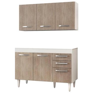 Imagem de Armário Aéreo Honduras E Balcão Gabinete Para Pia 120cm Suécia Branco/castanho - Lumil Móveis