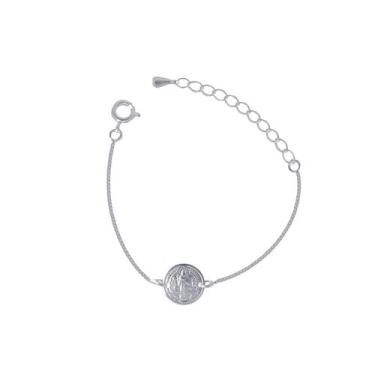 Imagem de Pulseira Bracelete Medalha São Bento Folheada Prata 925 - Papillon Sem