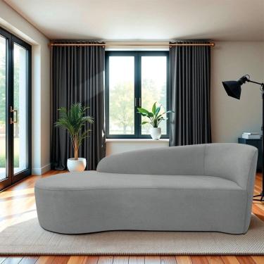 Imagem de Recamier Curvo Orgânico 160cm 2 Lugares Lado Esquerdo para Sala de Estar Bouclé Paris Cinza