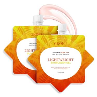 Imagem de Protetor solar ultraleve resistente à água com toque seco FPS 50 PA+++, amplo espectro de proteção UVA/UVB, gel protetor solar de ajuste diário arejado, fórmula não oleosa, sem gesso branco, para pele