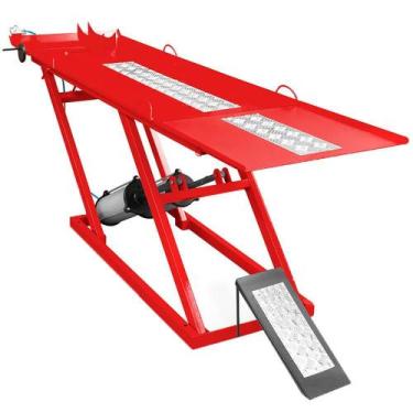 Imagem de Rampa Pneumática para Motos 350Kg 2 Pistões Vermelha - JMEQUIPAMENTOS