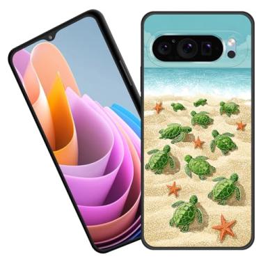 Imagem de BFUKVOU Capa protetora para Pixel 10 Pro XL, borracha de silicone macio premium para Google Pixel 10 Pro XL 6,8 polegadas 2025, tartarugas de praia e estrelas do mar