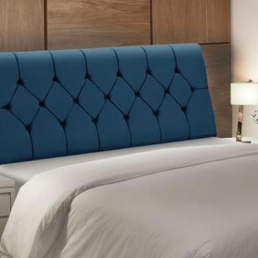 Imagem de Cabeceira Baú de Cama Box Madeira Estofada Casal Madri - D'Julia, Azul