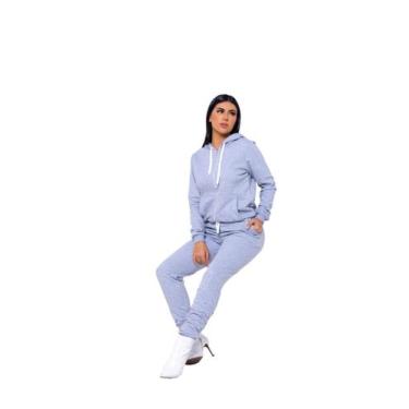 Imagem de Conjunto Feminino Moletom Calça E Blusa Feminino Flanelado Com Zíper M